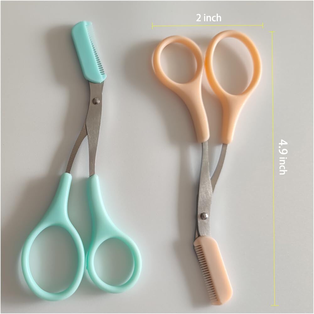 2Pcs Eyebrow Trimmer Scissors Men Women Eyebrow Clippers Comb Head Detachable...