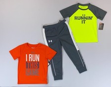 Little Boy's Under Armour UA 3-Piece Athletic Pants Shirts Set Outfit Size 4 NEW