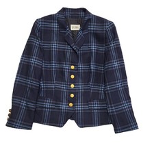 Jobis Vintage 90's Blue Checked Button Front Blazer Jacket Womens Uk Size Xl