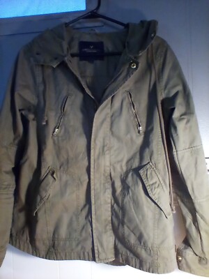 American Eagle Outfitters Army Green Hooded Military Style Jacket