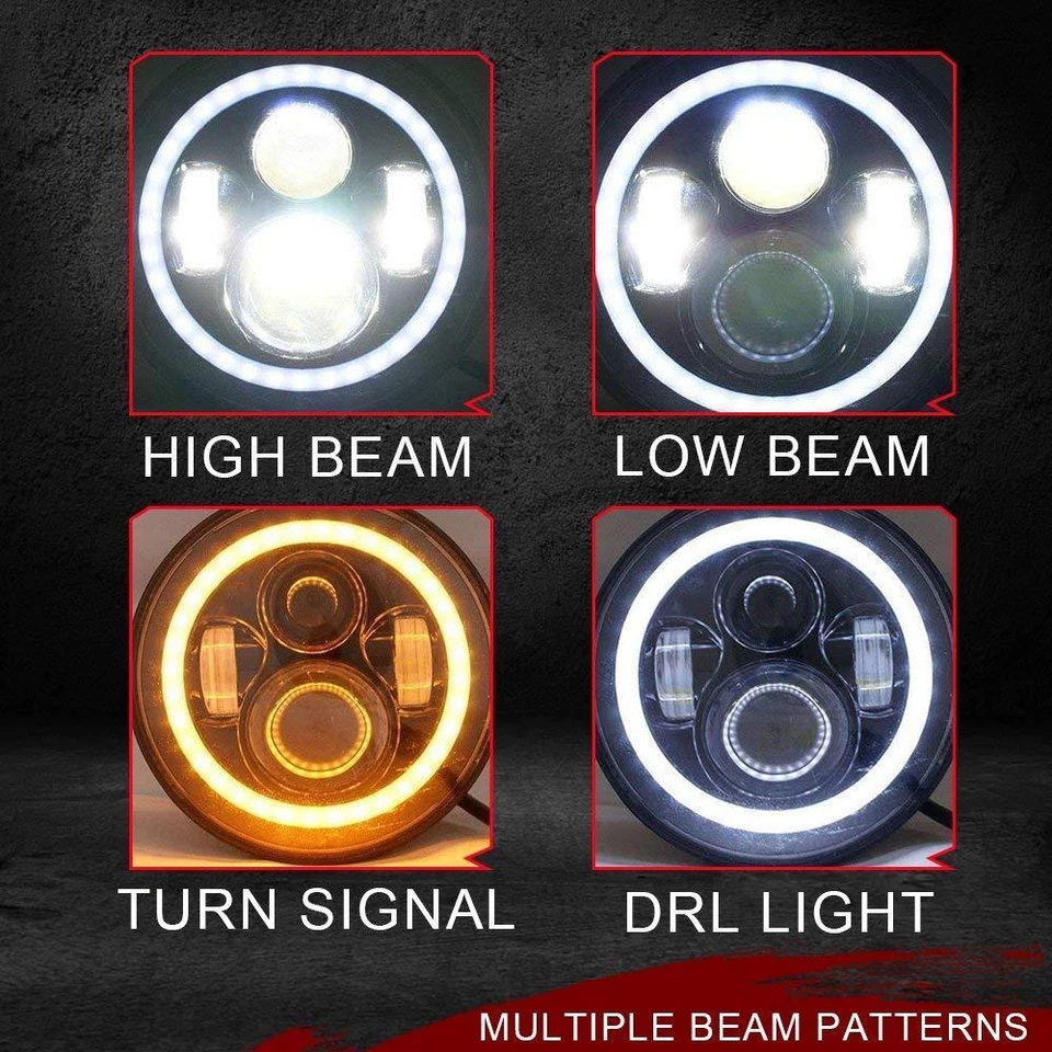 2 7-дюймовые точечные светодиодные фары Hi-Lo с комбинированным задним фонарем для Jeep Wrangler TJ YJ CJ - Изображение 3 из 4