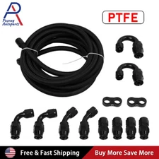 10-20FT PTFE Fuel Line Kit 6AN 8AN 10AN E85 Nylon Braided Fuel Hose w 10 Fitting