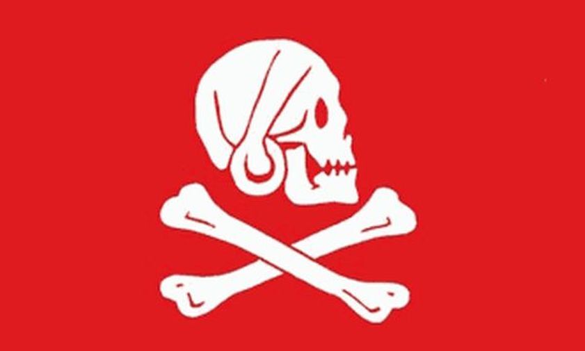 BANDIERA PIRATA HENRY AVERY ROSSO 150x90cm - BANDIERA DEI PIRATI - TESCHIO 90 x