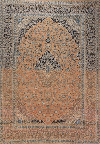 Rust Wool Floral Najafabad Vintage Rug 10x13 Hand-knotted Living Room Carpet