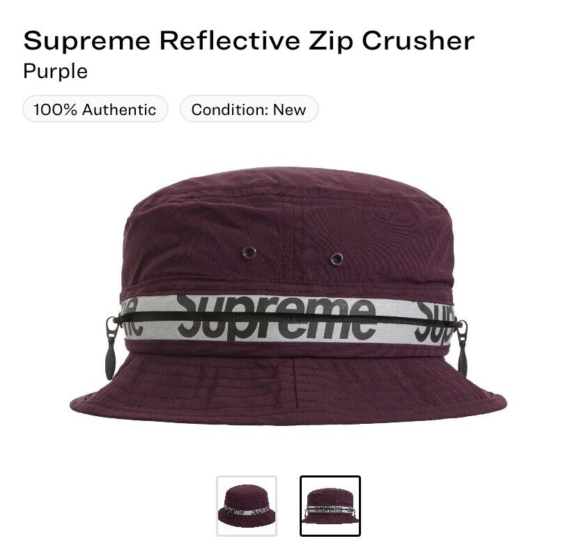 Supreme Reflective Zip Crusher Purple M/L SS21 in hand