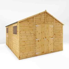 14x10 Wooden Garden Shed Workshop Shiplap Double Door Storage 14ft 10ft