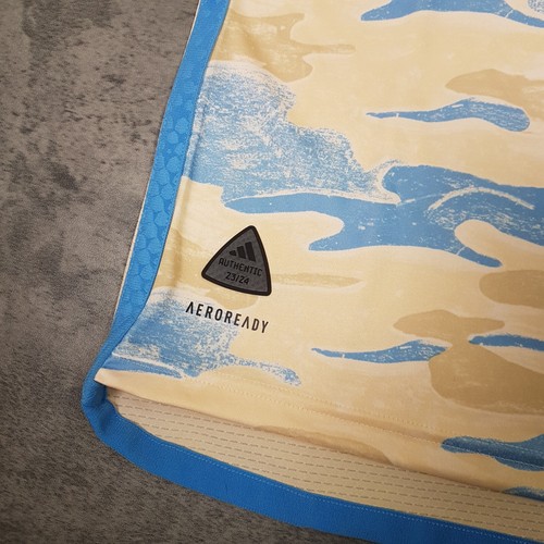 ADIDAS 23/24 Philadelphia Union Away Slim Fit Jersey Mens LARGE Beige Blue Camo - Picture 5 of 9