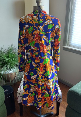 1960s Boho Chic Handmade Dress Long Sleeve Flair Skirt Swing Dress - Picture 5 of 8