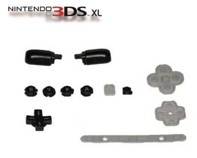 Nintendo 3DS XL A B X Y Full Buttons Replacement Black USA *OLD* PART ...