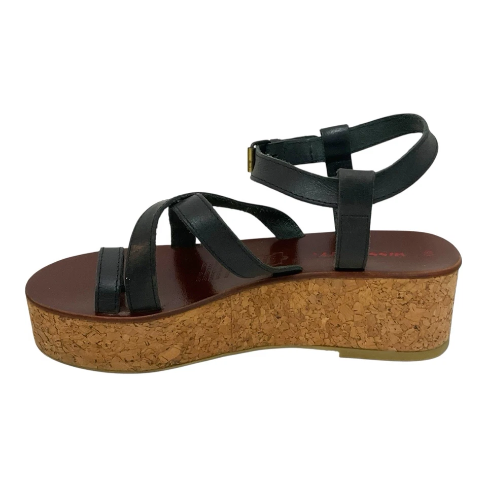 Sandalias Miss Sixty de cuero negras con cuña tacón de corcho talla EU 40 AU 9 Foto 2 de 4