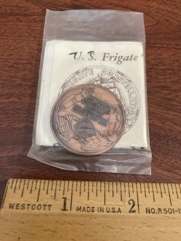 1797 USS FRIGATE CONSTELLATION COPPER MEDAL COIN Struck from Ship parts, Sealed