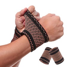 Copper Wrist Compression Brace 2Pcs , Elastic Wrist Support Sleeve Wrist Braces