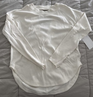Athleta Womens Top Long Sleeve Ivory Ribbed Presence Sweatshirt Size Small New