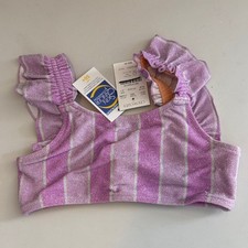 J Crew Crewcuts Bikini Top Size 6 7 Lavender and White Striped Bikini Top