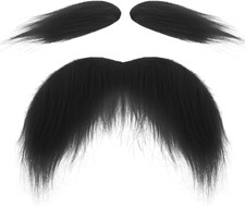 2 Pcs Fake Mustache Eyebrows Black Fake Beard Self Adhesive Stick on Mustache St