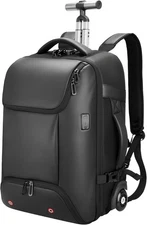 Rolling Backpack Carry On Luggage w/ Wheels USB-C Anti-Theft Travel Bag - NIB
