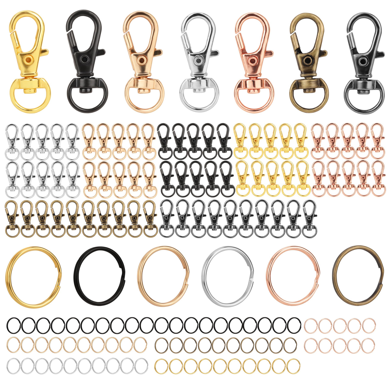 Metall Karabinerhaken & Sprungring Set (140er Pack) - Karabinerhaken für