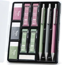 Aesthetic 0.7mm Mechanical Pencil Set with Case – 3 Vintage 0.7mm, 