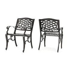  Sarasota Outdoor Cast Aluminum Outdoor 2-Pcs Set, Hammered Bronze Chairs