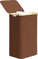 SpaceAid Laundry Hamper with Lid, 110L Large Tall Clothes Basket 110L, Brown 