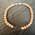14K Solid Gold Pink Coral Angel Skin Beads Bracelet 7.25 Inches. — photo 2