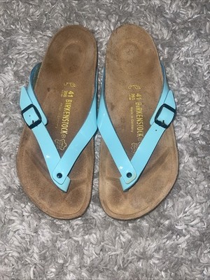 Birkenstock Adria Women s Sz 10 Patent Blue Leather FlipFlop Slide Thong