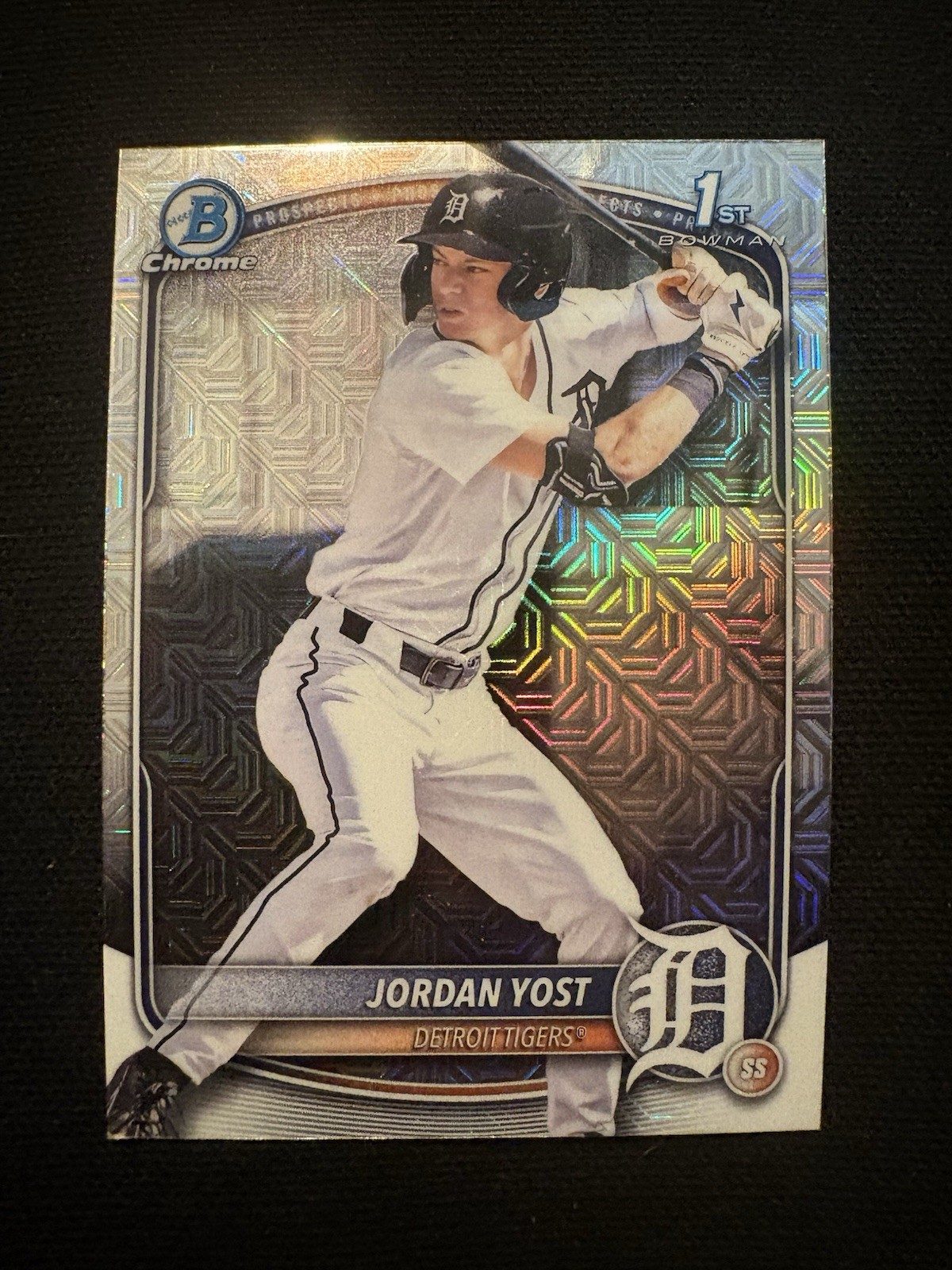 Jordan Yost 2025 Bowman Draft Chrome Mojo Refractor RC #BDC-162 Detroit Tigers