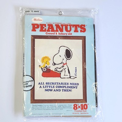 Malina Peanuts Crewel Stitchery Kit 8110012 Secretaries Snoopy Woodstock Vintage
