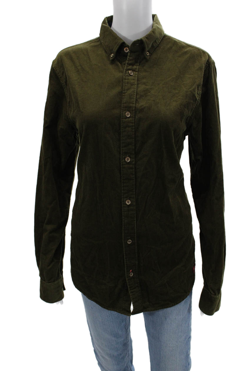Scotch & Soda Unisex Green Cotton Collared Button-Up Long Sleeve Basic Size S