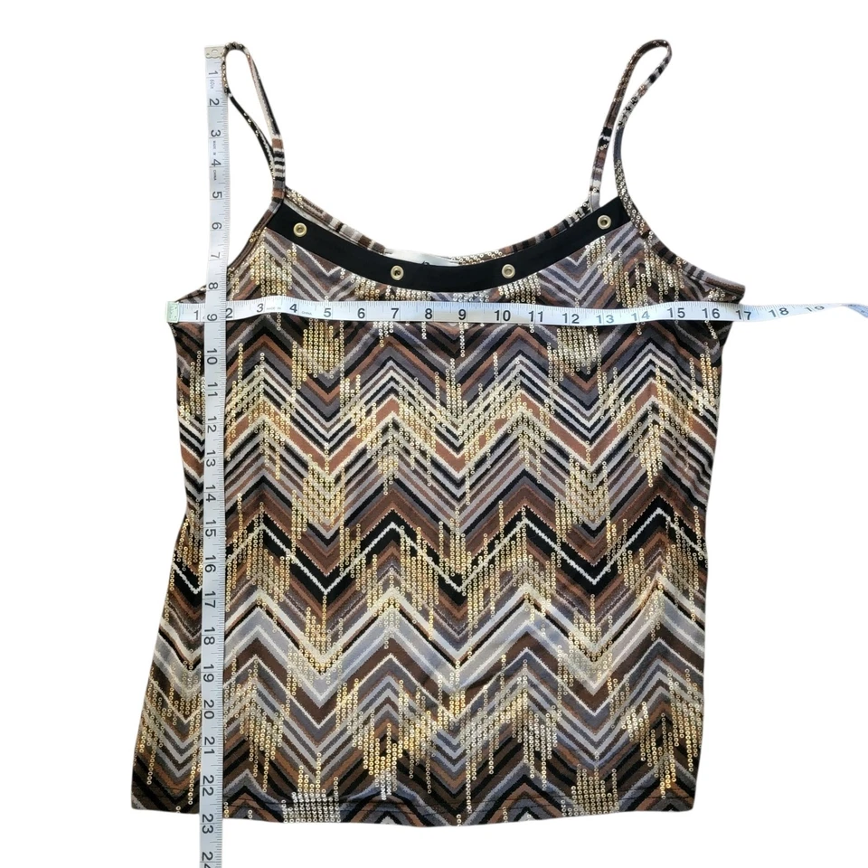 Joseph Ribkoff Gold/Brown/Black Rivet Spaghetti Strap Tank/Cami Size 12 - Image 4 of 4