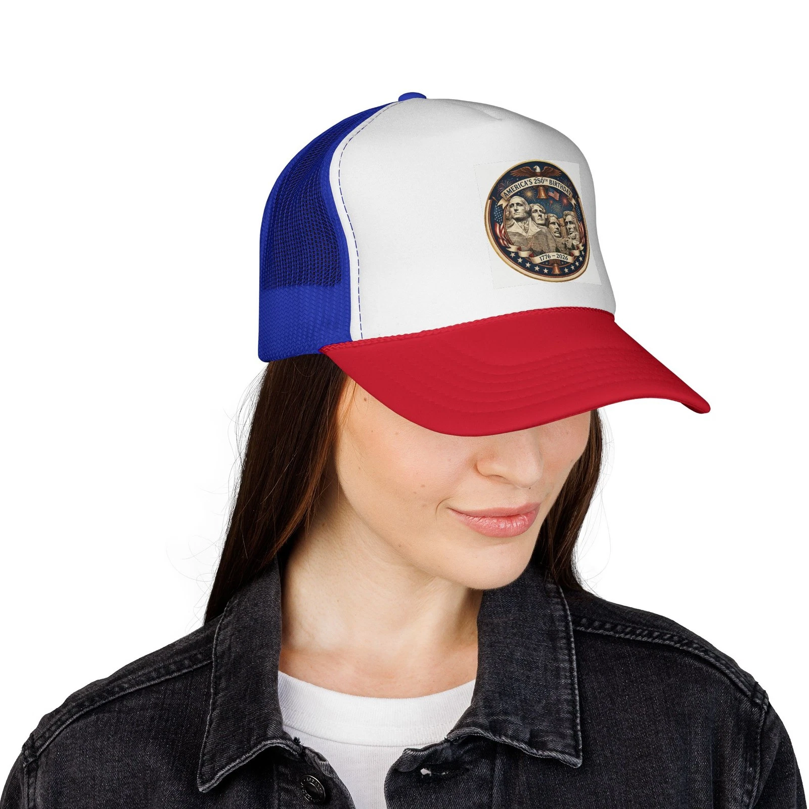 Happy 250th Birthday America From Mt Rushmore Trucker Hat