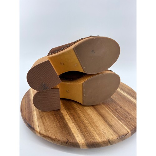 Mia Plateau Clogs braun Holzabsatz Nieten Akzent Damenschuhe 9M Retro Y2K - Bild 8 von 8