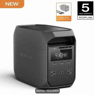 EcoFlow 1024Wh DELTA 3 Classic 1800W Portable Power Station w/ 20W GaN Charger