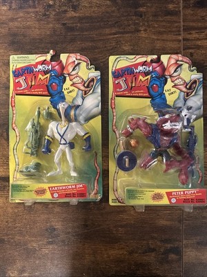 Set Of 2 Earthworm Jim Peter Puppy Unopened Action Figured 2002 NIB