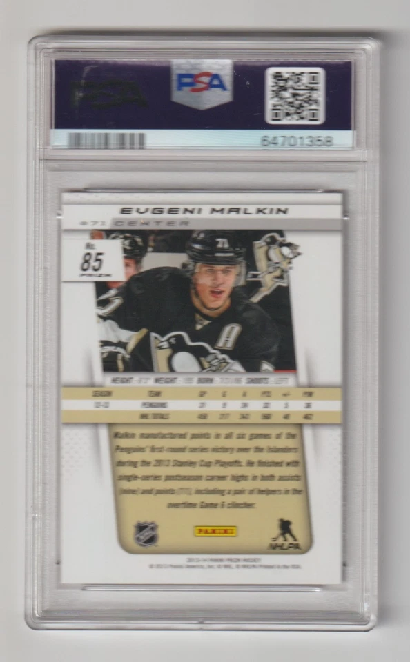 Panini Prizm Evgeni Malkin Red Pulsar 2013-14 PSA 10 gemas como nuevo Foto 2 de 2