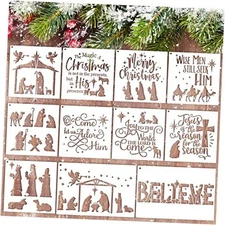 11 Pcs Christmas Nativity Scene Stencils - Reusable Jesus & Three Wise Men 