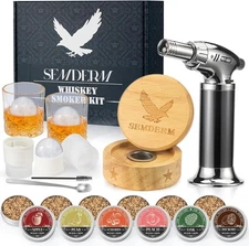 Ultimate Whisky Smoker Kit Old Fashioned Smoker Kit with Torch - 6 Flavor Wood C