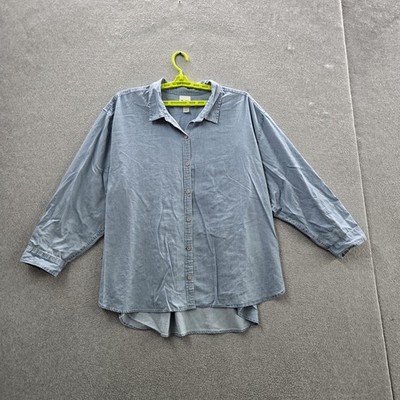 Gloria Vanderbilt Women Button Up Shirt 3X Blue Denim Amanda Shirt NWT