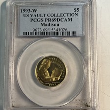 1993-W James Madison $5 Gold Commemorative PCGS MS69