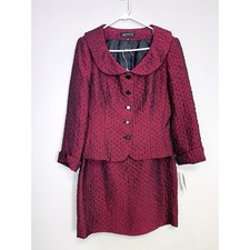 NWT Jones New York Red Burgandy Beaded Skirt Suit Set Size 8