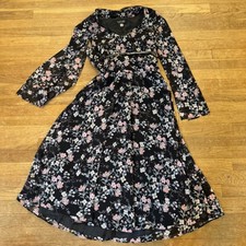 Evan-Picone Black Label black pink a-line floral sleeveless midi dress sz 6 b32