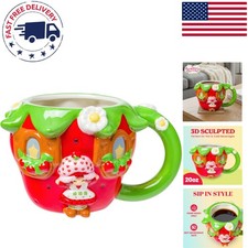 Charming 20oz Strawberry Shortcake 3D Sculpted Ceramic Mug - Collectible