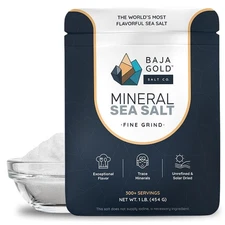 Baja Gold Mineral Sea Salt, Fine Grind, 1 Lb. Bag with fast free shipping