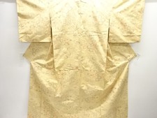 7722094: JAPANESE KIMONO / ANTIQUE KIMONO / SILK / TSUMUGI / WOVEN FLOWER