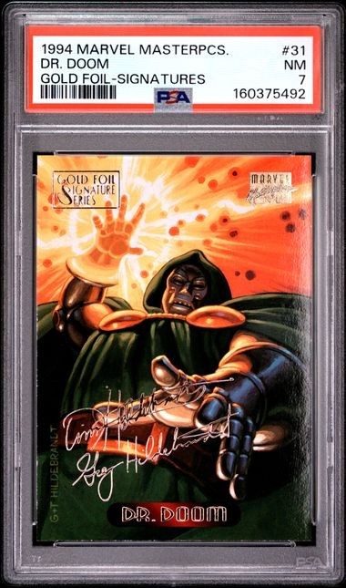 1994 Marvel Masterpieces #31 Dr. Doom : Gold Foil Signatures : PSA 7