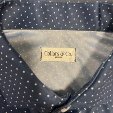 Collars And Co Polo Shirt Mens Medium Blue White Polka Dot Golf Performance