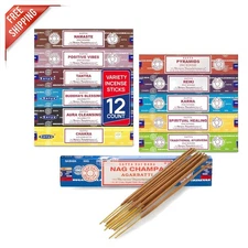 12 Hand-Rolled Incense Sticks - Nag Champa & Assorted Fragrances for Serenity