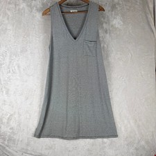 Madewell Gray Striped V-Neck Tank Mini Dress with Pocket Size Large