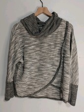 Calvin Klein Cowl Neck Sweatshirt Pullover Sz S Grey Relaxed Fit Workout Hiking