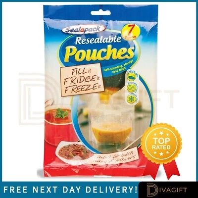 SEALAPACK RESEALABLE FOOD BAGS FRIDGE FREEZER FOR SOUP LIQUID SAUCE BATCH STORAGE POUCH